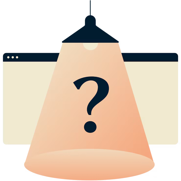Signo de interrogación bajo la luz de una lámpara.